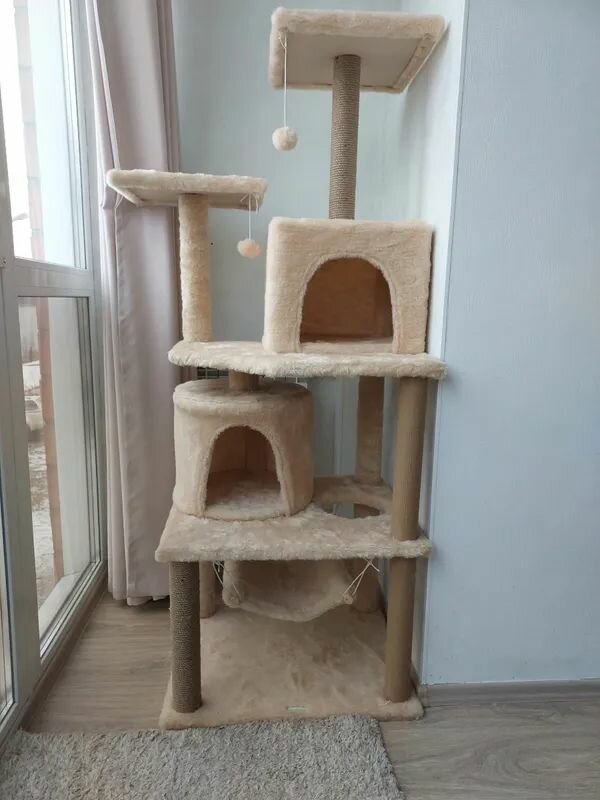 Игровой комплекс для кошек с домиком ZURAY. 75x51x160 - фотография № 5