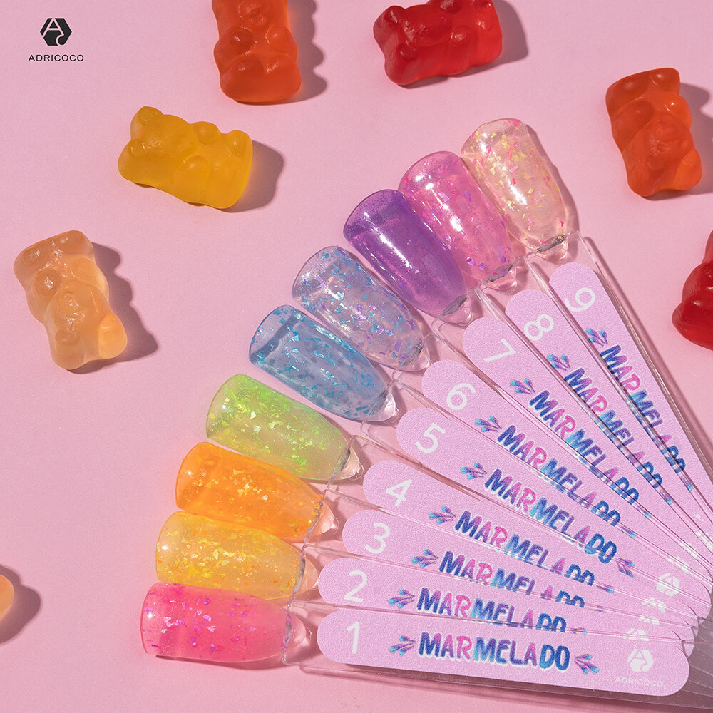 Adricoco, Marmelado - неоновый гель-лак с разноцветной слюдой № 5, 8 мл - ф...