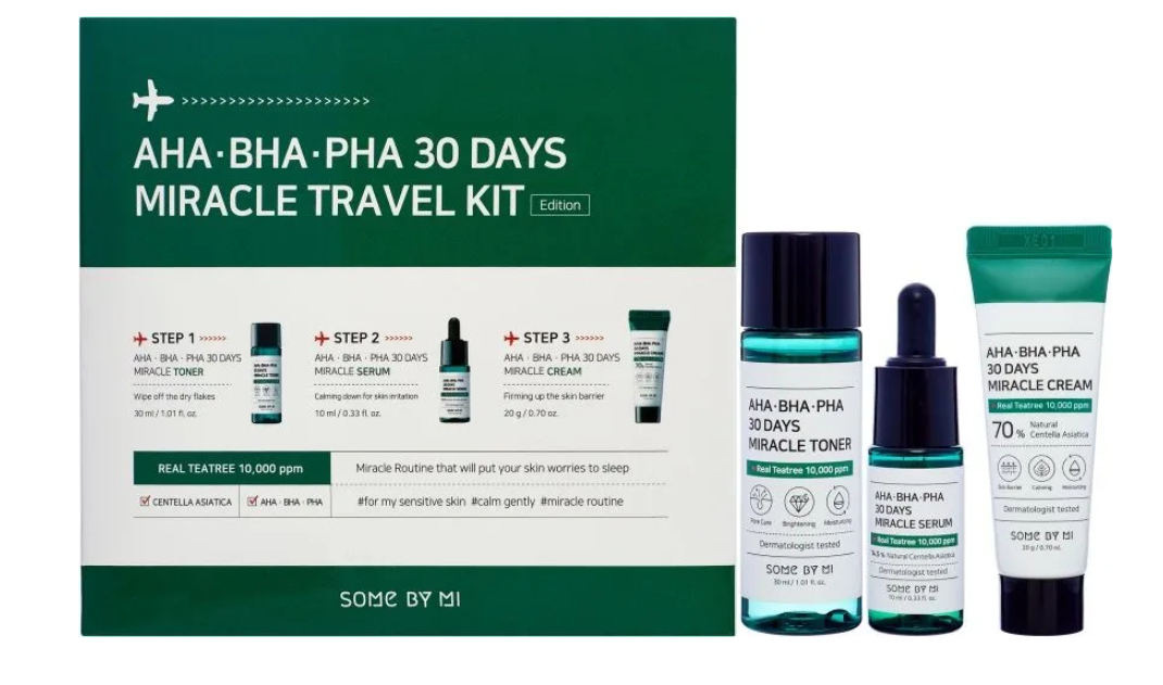 Набор миниатюр с кислотами Some By Mi AHA?BHA?PHA 30 Days Miracle Travel Kit, тонер 30 мл, сыворотка 10 мл, крем 20 г - фото №12