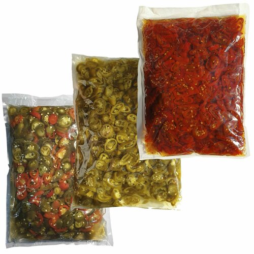 Перец Халапеньо зеленый, красный и цветной Маринованный (3 упаковки по 1800г)