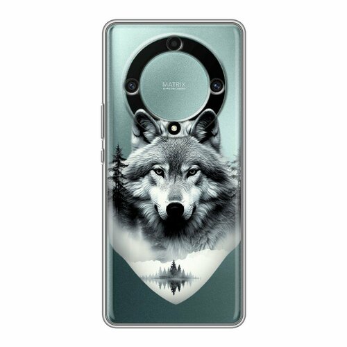 Полупрозрачный дизайнерский силиконовый чехол для Хонор Х9а / Huawei Honor X9a Волк силиконовый чехол на honor x9a хонор х9а волк выходит из ночи