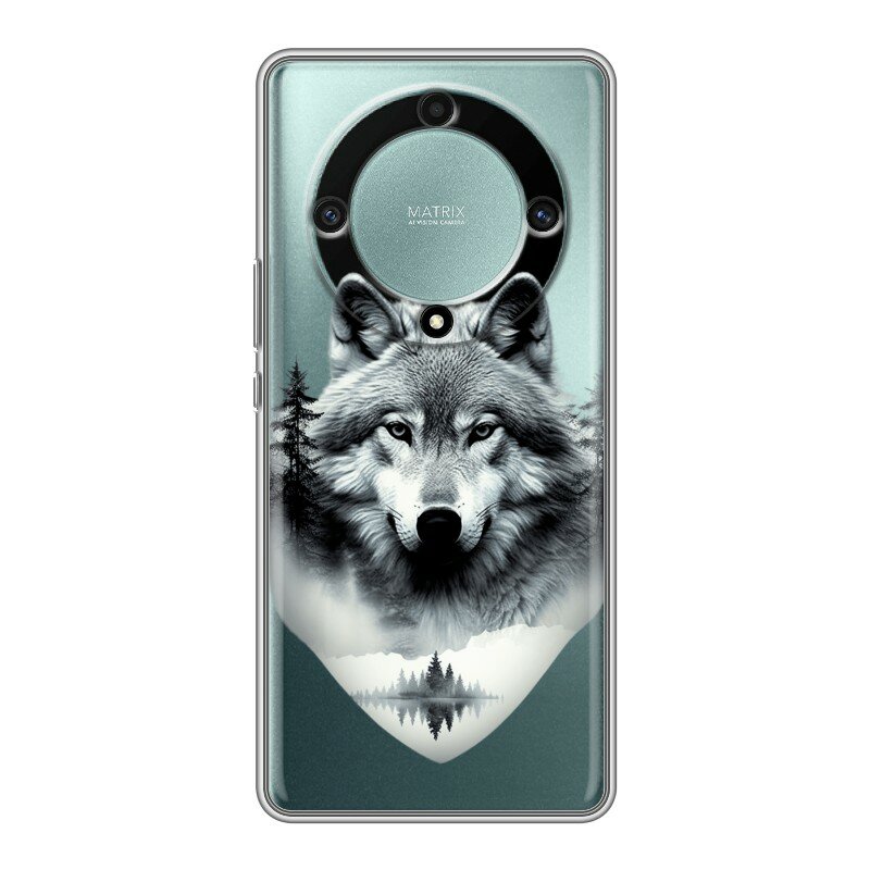 Полупрозрачный дизайнерский силиконовый чехол для Хонор Х9а / Huawei Honor X9a Волк