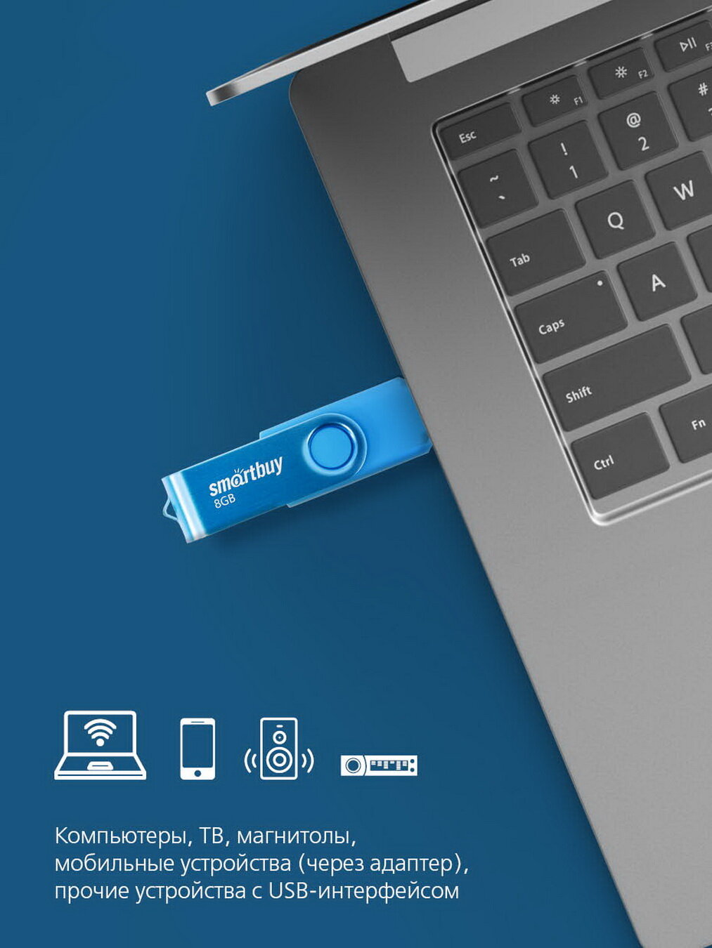 USB Flash Drive 8Gb - SmartBuy UFD 2.0 Twist Blue SB008GB2TWB