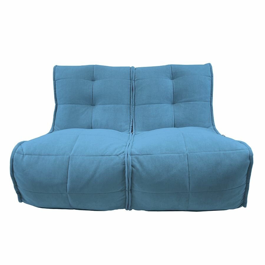 Бескаркасный модульный диван Twin Couch - Blue Jazz (велюр, синий) - 120 см - небольшой диван в детскую, на балкон, в прихожую