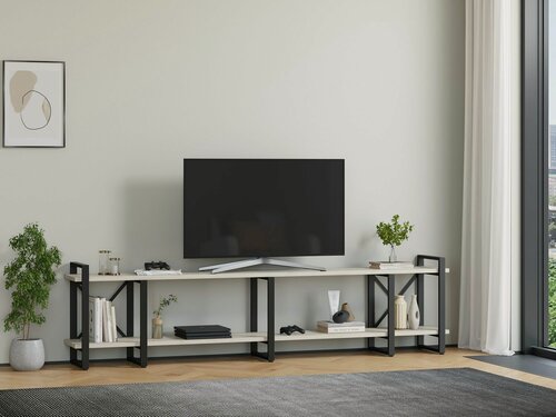 Изображение товара Тумба под ТВ Айсберг Лофт 240 черный/дуб крафт белый