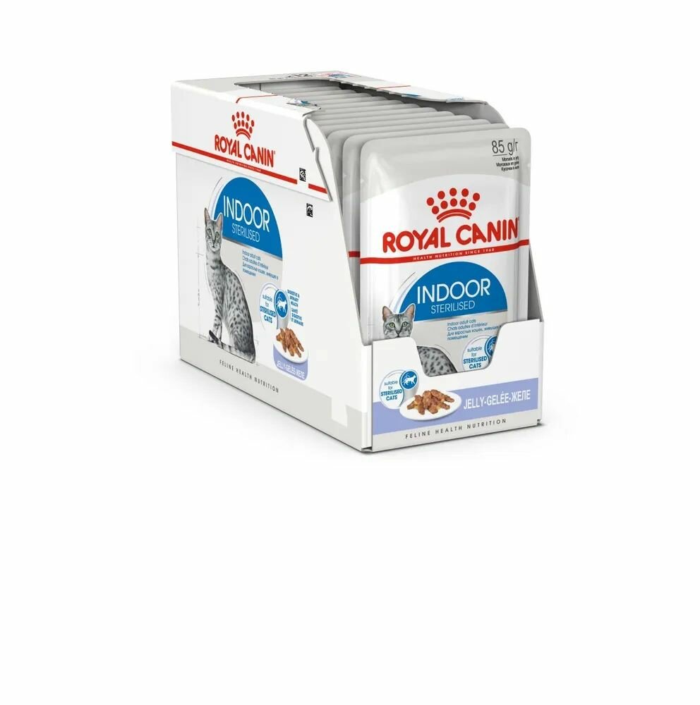 Royal Canin Indoor Sterilised для постоянно живущих в помещении, кусочки в желе (12шт по 85г)