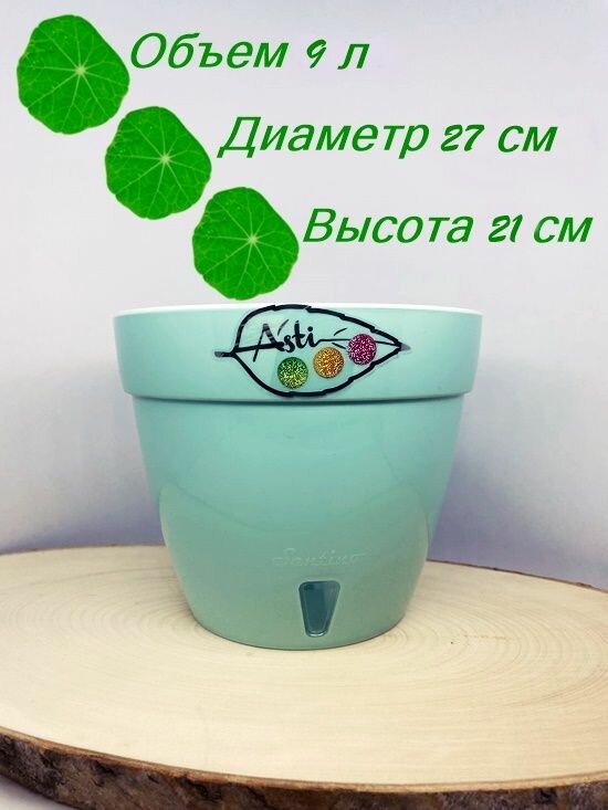 фото Горшок/Кашпо асти 9,0 л Ментоловый-белый