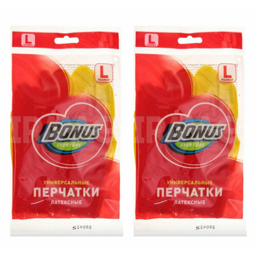 Перчатки латексные универсальные Bonus L, 2 шт.