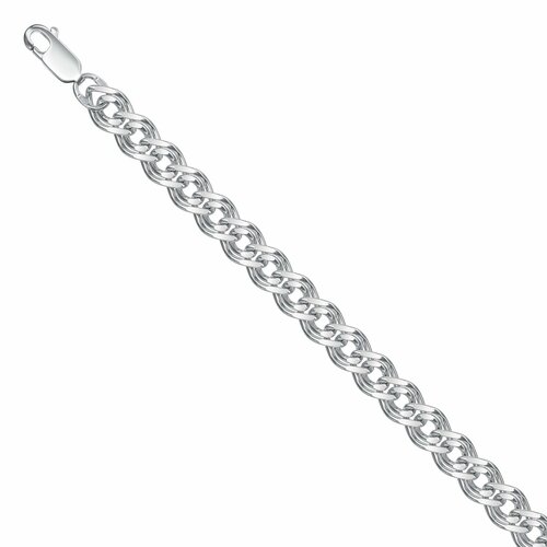 Браслет-цепочка Krastsvetmet, серебро, 925 проба, родирование, длина 22 см.
