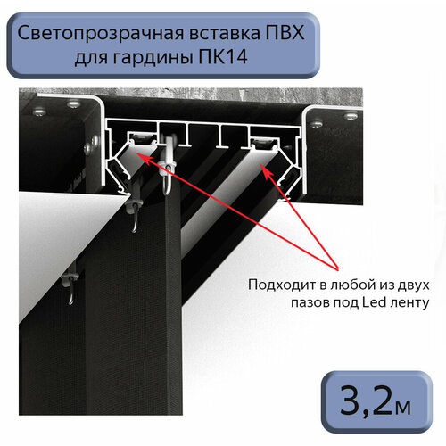 Вставка светопрозрачная в гардину ПК14 для натяжного потолка, 3,2м