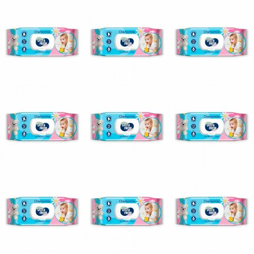 Ultra FRESH Влажные салфетки Baby для детей и мам, с клапаном, 72 шт, 9 уп.