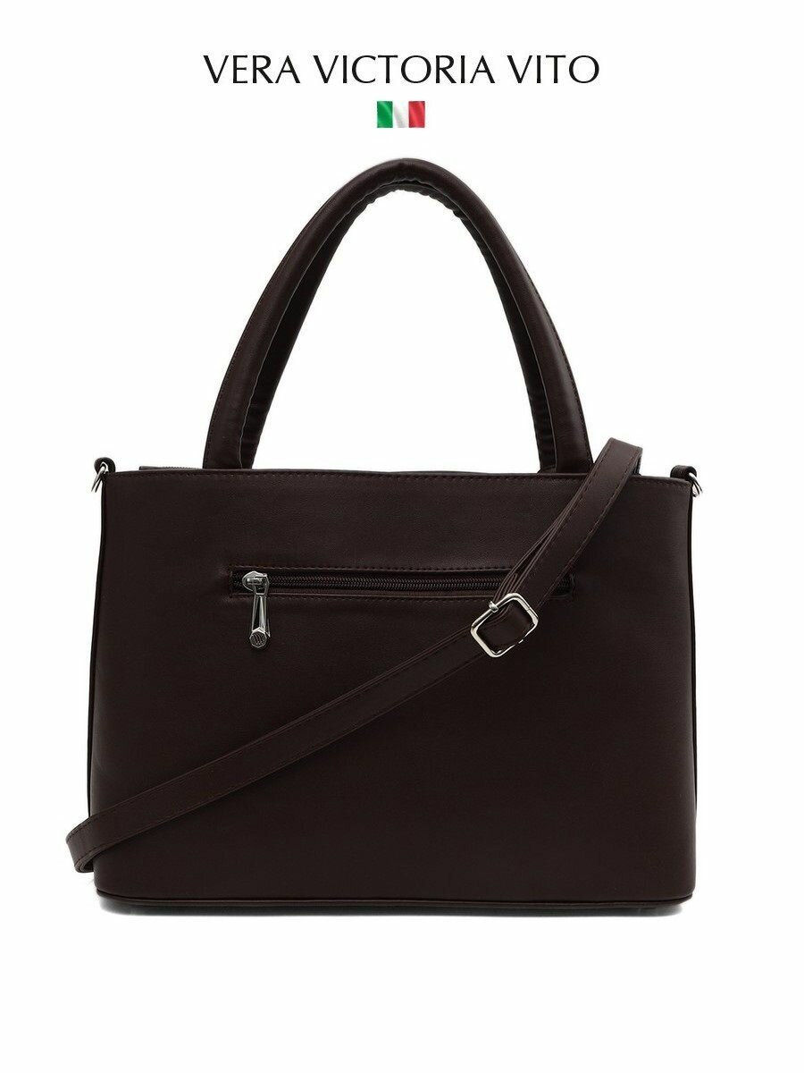 Сумка тоут Vera Victoria Vito, фактура под рептилию, темный шоколад — фото 1