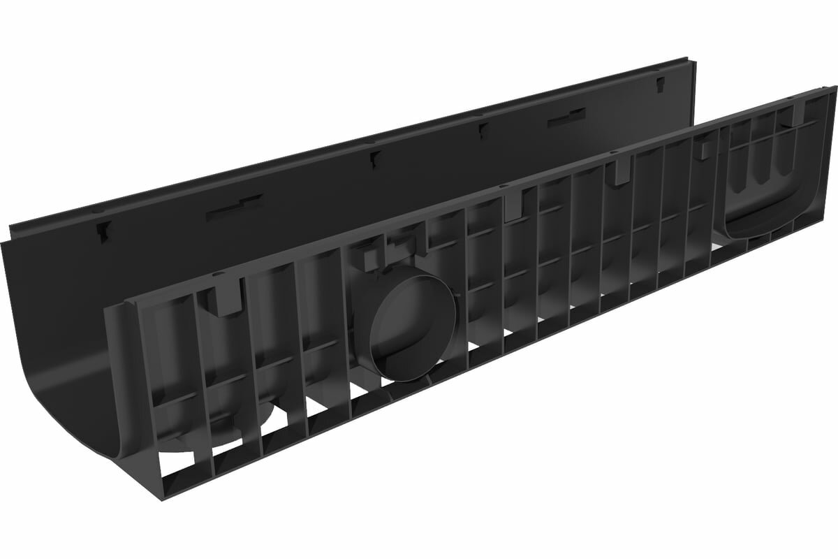 фото Лоток пластиковый DN200 H185 мм с ячеистой стальной оцинкованной решеткой и крепежом класс C250