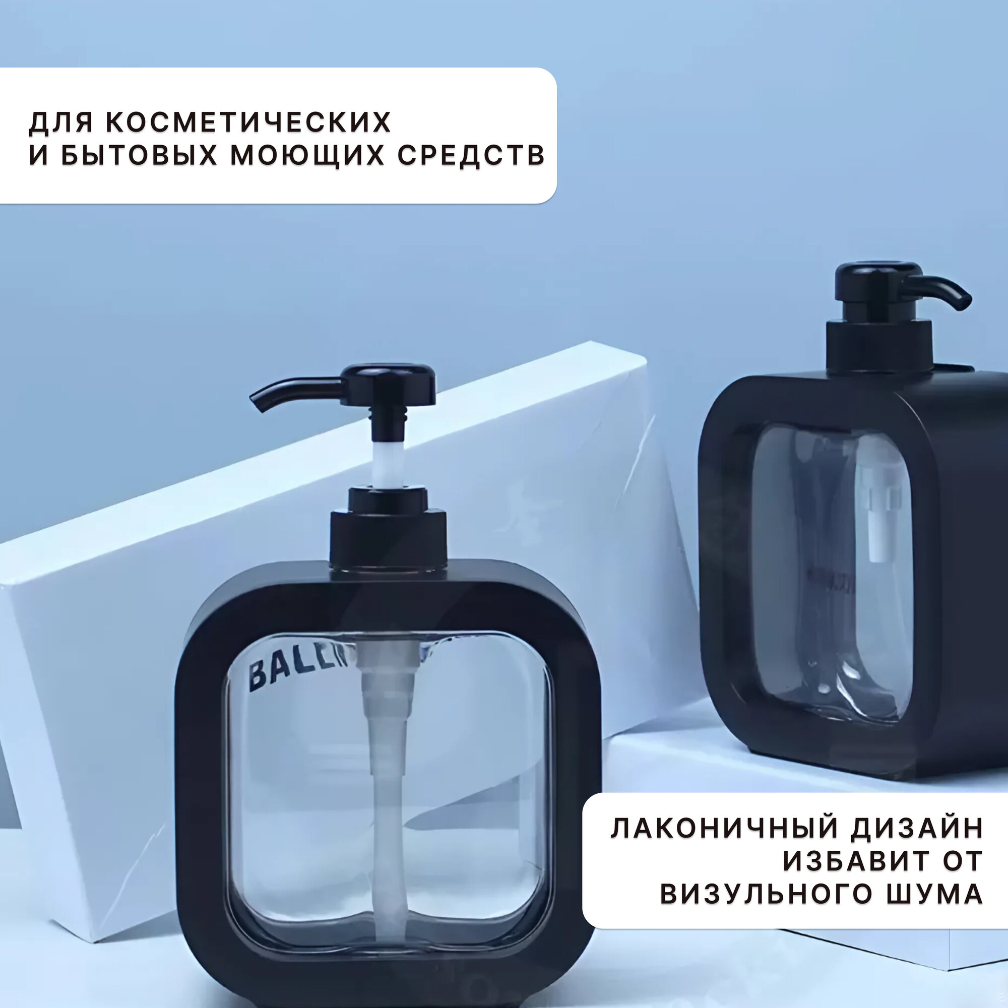 Дозатор для жидкого мыла/ Дозатор для мыла и моющего средства/ 300 мл/ чёрный — фото 1