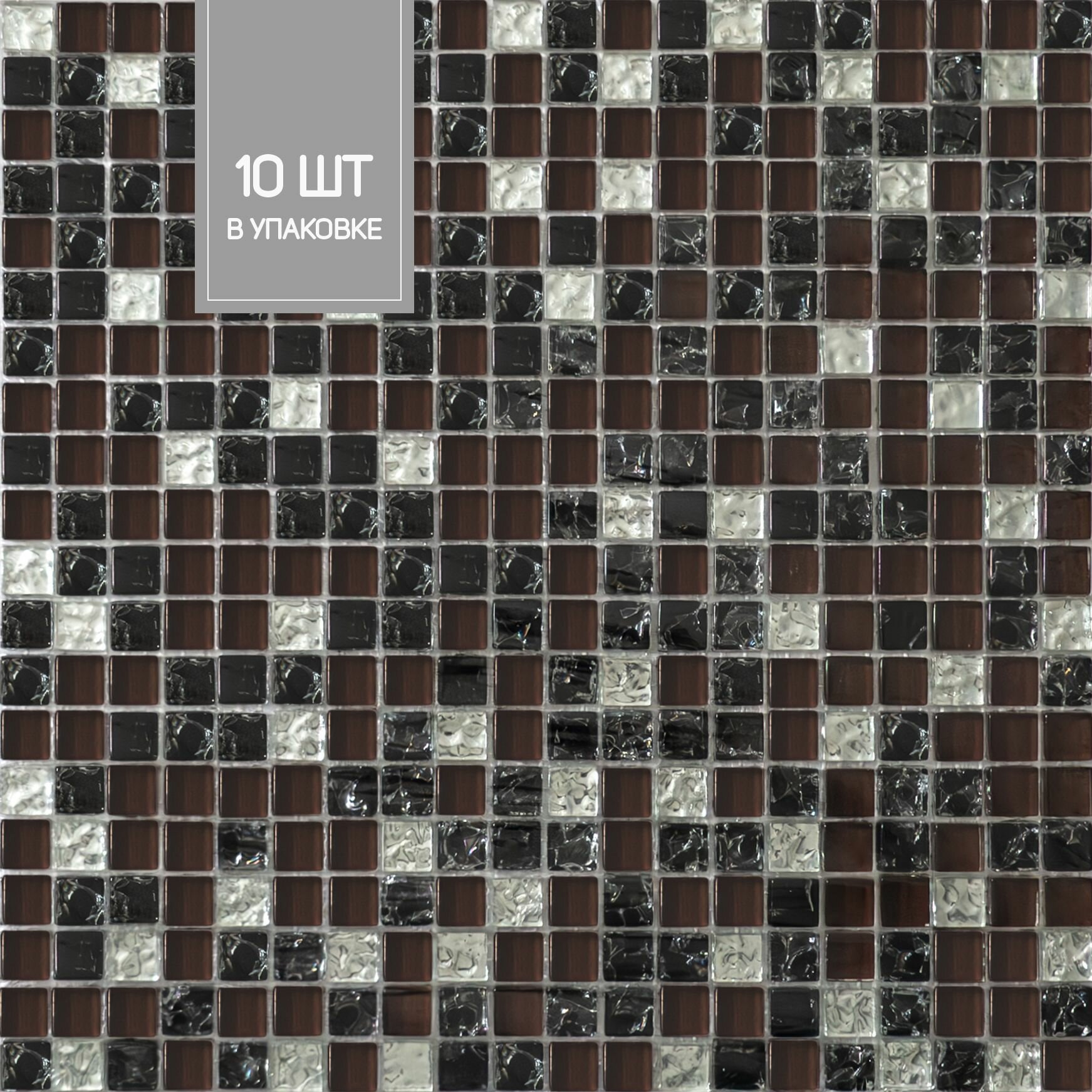 Elada Mosaic Плитка мозаика HK-26 черно-вишневый микс коробка 10 матриц 107 кв. м. 32.7 см x 32.7 см размер чипа: 15x15 мм