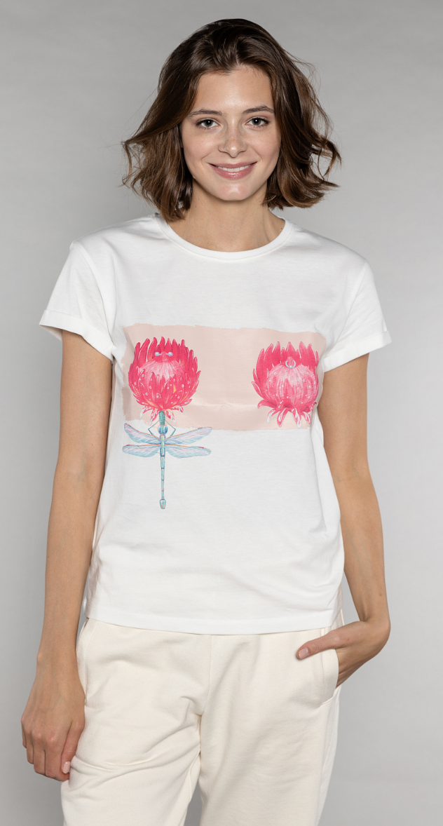 Футболка WANNA A Цветы, размер L/XL, белый