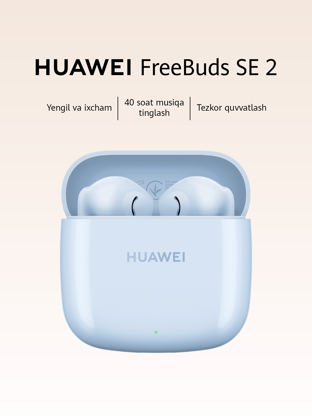 Наушники беспроводные FreeBuds SE 2, голубой, 40 часов работы с подзарядкой, 510 мАч, IP54 влагозащита, 1 год гарантии