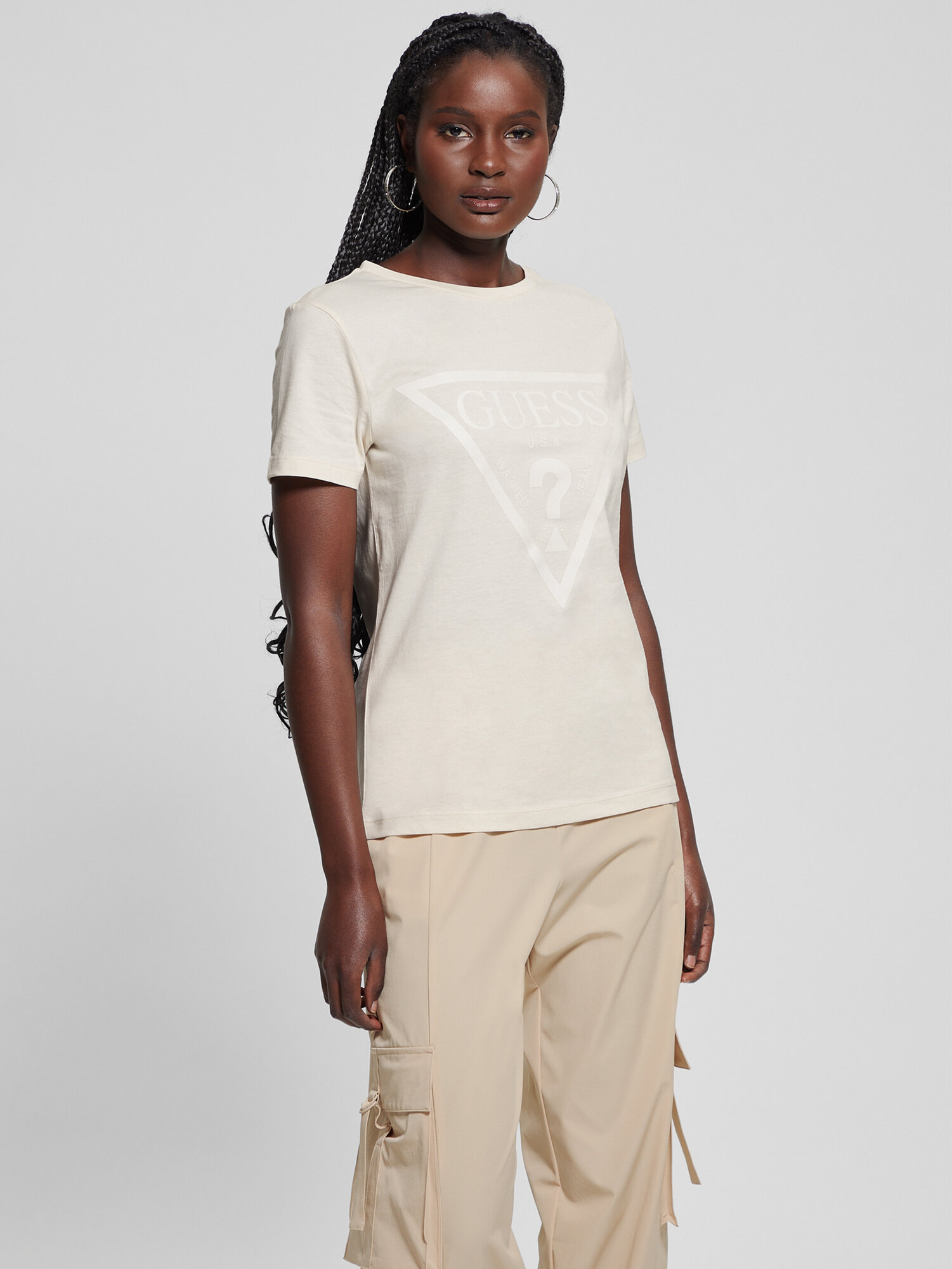 Футболка GUESS Adele SS CN Tee, размер M, белый