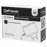 Блок питания GoPower 2.0A 5V 5,5x2,5/12мм импульсный