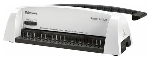 Переплетная машина для пластиковой пружины FELLOWES "STARLET 2+", пробивает до 12 л, сшивает до 120 л, FS-52279