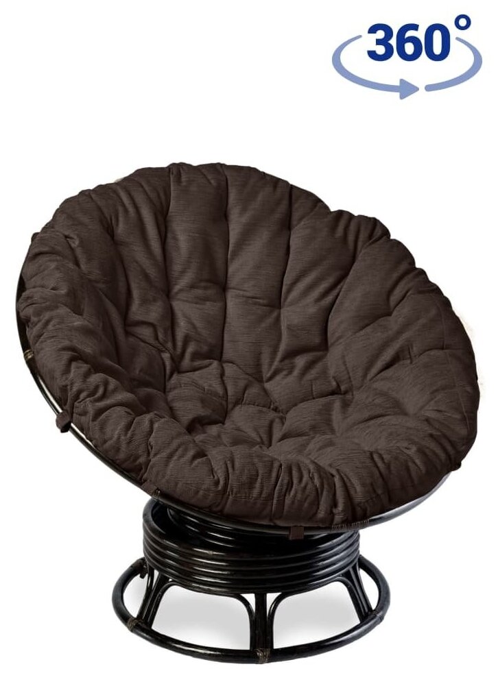 Papasan (Папасан) Swivel Chair 23/01B Кресло вращающееся с подушкой (каркас ротанг, венге + подушка шенилл, коричневая)
