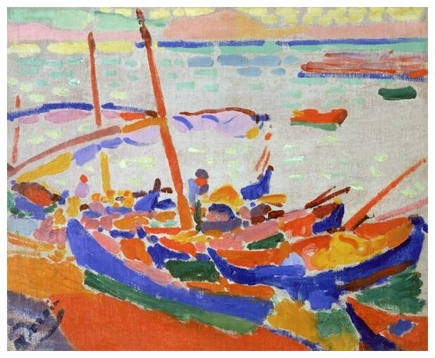 Репродукция на холсте Рыбацкие лодки (Fishing Boats, Collioure) Дерен Андре 37см. x 30см.