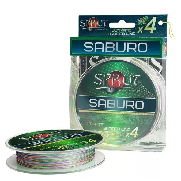 Плетеный шнур SPRUT Леска плетеная SPRUT Saburo Soft Ultimate X 4 Multicolor