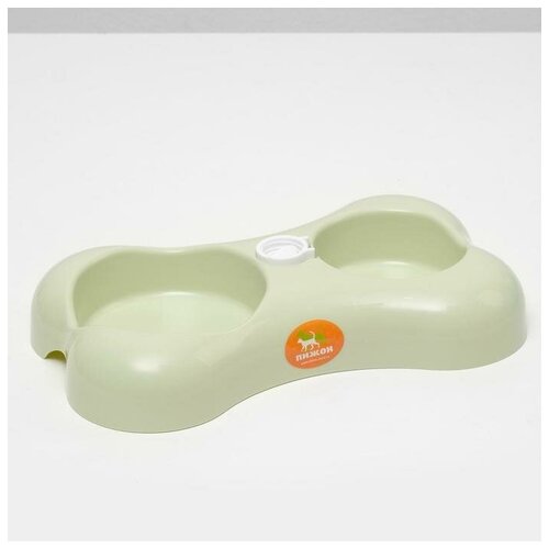 Миска двойная «Косточка» под бутылку , зелёная, 30,8 х 18,5 х 5 см, 150 мл