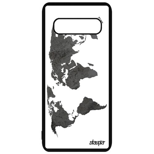 фото Противоударный чехол на смартфон // galaxy s10 // "карта мира" планета материк, utaupia, белый