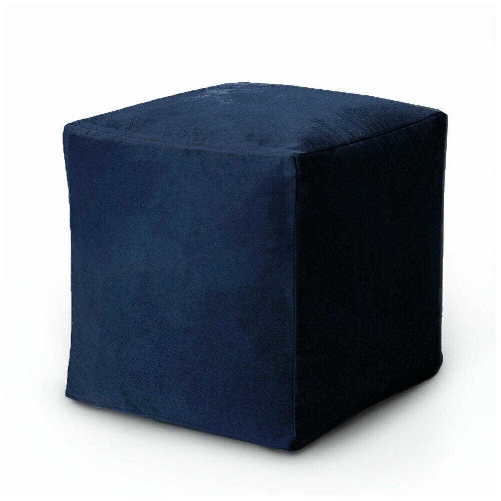 MyPuff пуфик мешок Кубик, мебельный велюр, темно-синий - фотография № 1
