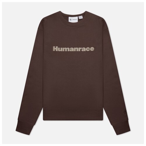 фото Мужская толстовка adidas originals x pharrell williams basics crew human race logo коричневый , размер l