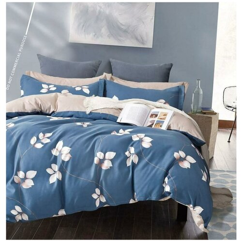 фото Постельное белье boris a+b синий/бежевый, 2- спальное