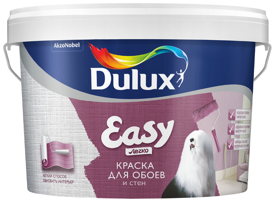 Краска водно-дисперсионная Dulux Easy влагостойкая моющаяся матовая белый 10 л