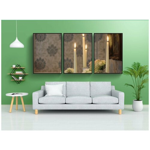 фото Набор модулных постеров для интерьера "свечи, свадьба, пожар" 60x90 см. в тубусе, без рамки lotsprints