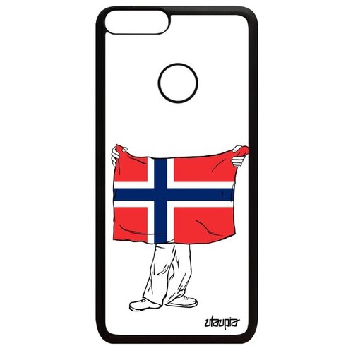 фото Противоударный чехол для // huawei p smart 2018 // "флаг норвегии с руками" дизайн страна, utaupia, белый