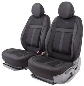 Получехлы на передние сиденья AUTOPROFI CUS-0405 BK/BK CUSHION COMFORT, эко-хлопок, 5 мм поролон, 3D крой, поясничный упор, 4 пред, чёрный