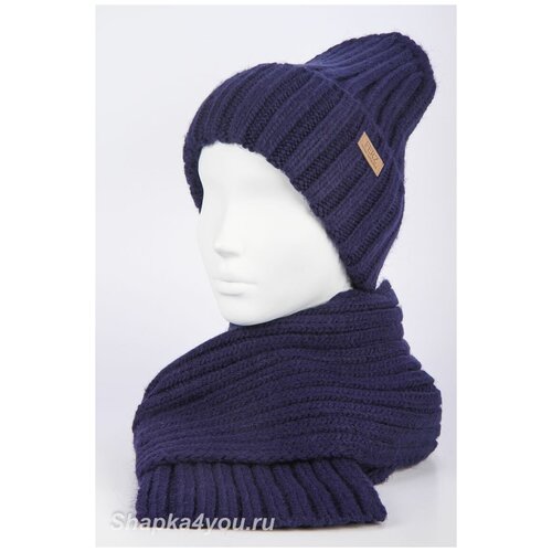 фото Комплект (шапка и шарф) ferz цвет синий тёмный размер универсальный