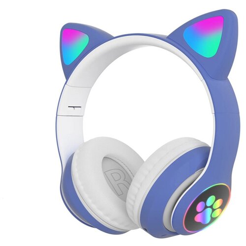 Беспроводные наушники Bluetooth STN-28 со светящимися кошачьими ушами Синие 77400₽