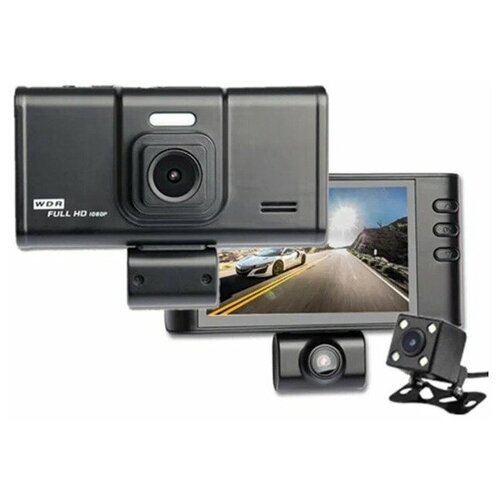 Автомобильный видеорегистратор Dual Lens с парковочной линией, Full HD 1080P, черный
