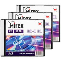 Диск BD-R DL 50 Gb Mirex 4x Slim box, упаковка 3 шт.