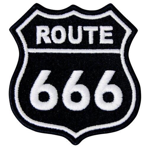 Нашивка (шеврон, патч) на термослое, Стежкофф, ROUTE 666, 7,3х7 см, 1 штука