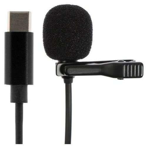 Микрофон на прищепке G-104, 20-15000 Гц, -34 дБ, 2.2 кОм, Type-C, 1.5 м, черный
