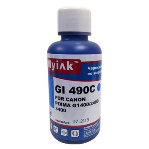 Чернила для CANON (GI-490C) PIXMA G1400/2400/3400 (100мл, cyan, Dye) MyInk