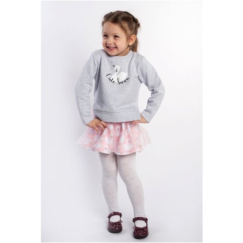 Детский комплект для девочки Diva Kids: джемпер и юбка, 3-9лет, 98-128 см, серый меланж, с фатином