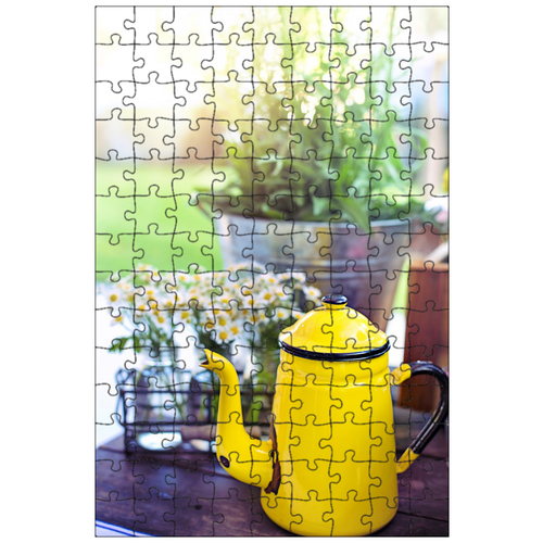 фото Магнитный пазл 27x18см."кофе горшок, чайник, желтый" на холодильник lotsprints