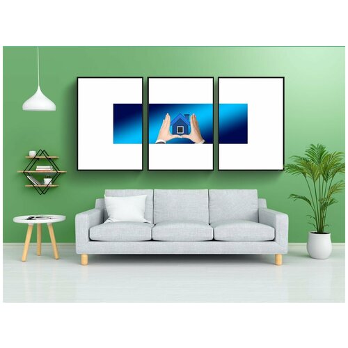 фото Модульный постер "руки, дом, защита" 180x90 см. из 3х частей в тубусе, без рамки lotsprints