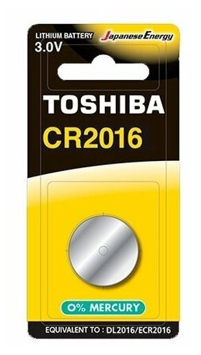 Батарейка Toshiba CR2016 BL1 Lithium 3V, 1 шт