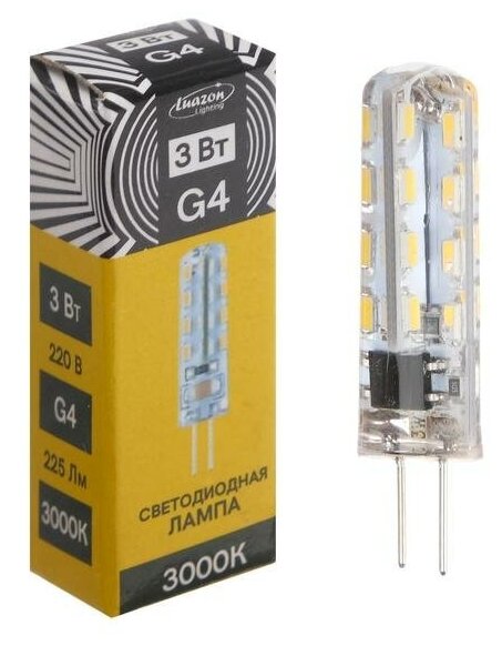 фото Лампа светодиодная G4, 3 Вт, 220 В, 3000 K, 225 Лм