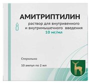 Амитриптилин р-р для в/в и в/м введ. амп., 10 мг/мл, 2 мл, 10 шт.