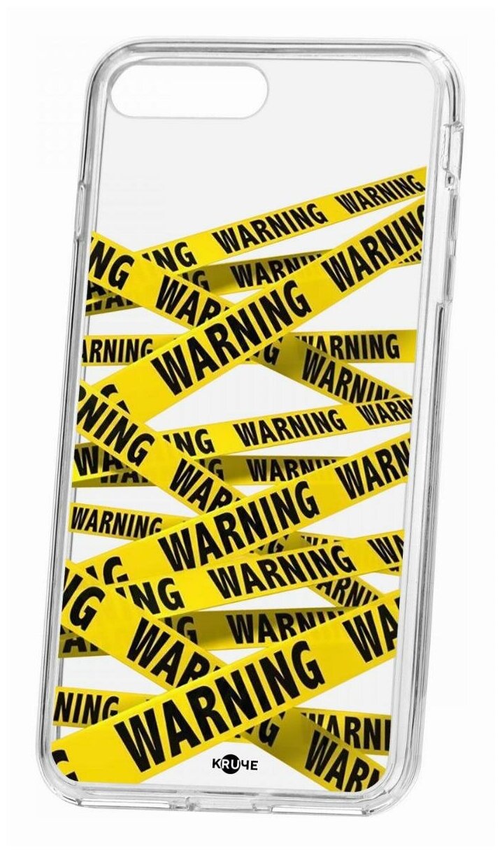 Чехол для iPhone 7 Plus/8 Plus Kruche Print Warning, противоударная пластиковая накладка с рисунком, защитный силиконовый бампер с защитой камеры